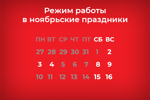 Режим работы в ноябрьские праздники